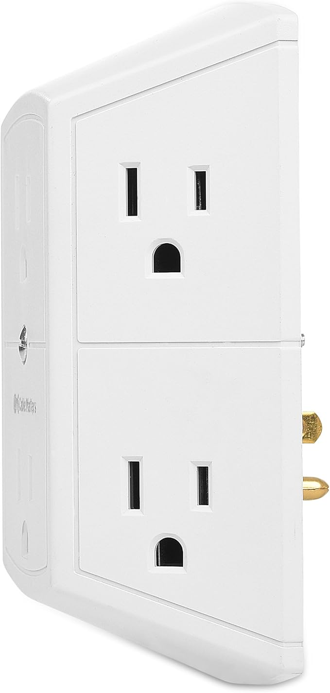Cable Matters 2-Pack 3 Sided 6 Outlet Splitter Grounded Outlet Extender Wall Tap