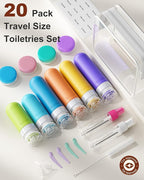 20 Pack Travel Bottles for Toiletries, Original Patented, TSA Approved Travel Size Containers, Leak Proof Silicone Shampoo and Conditioner Bottles Women & Men, Airplane Cruise Essentials, Multi
