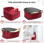 NEEZUKAR Dog Car Seat for Small Medium Dogs,Detachable Washable Dog Booster Seat Under 30lbs, Pet Car Seats Travel Bed with Storage Pockets and Safety Belt(Red)