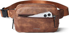 LATMAP 2L Fanny Packs Everywhere Belt Bag Small Fashion Crossbody Waist Pack Faux Leather Waterproof Sling Chest Bag For Women Trendy Brown