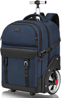 MATEIN Rolling Backpack with Wheels, 17 Inch Large Roller Backpack with Combination Lock, Water Resistant Anti Theft Travel Wheeled Backpacks Laptop Back Pack for Men Women Work Business Commute, Blue