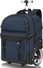 MATEIN Rolling Backpack with Wheels, 17 Inch Large Roller Backpack with Combination Lock, Water Resistant Anti Theft Travel Wheeled Backpacks Laptop Back Pack for Men Women Work Business Commute, Blue