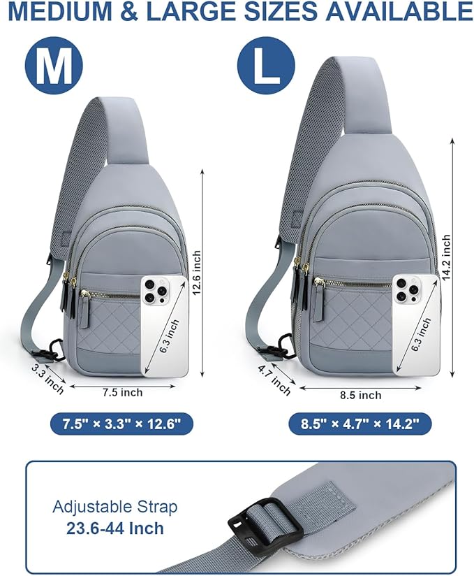 Capolo Sling Bag for Women Men Waterproof Crossbody Bags for Women Trendy Casual Fanny Pack with Convertible Shoulder Strap Chest Bag for Travel Hiking(Blue, Medium)