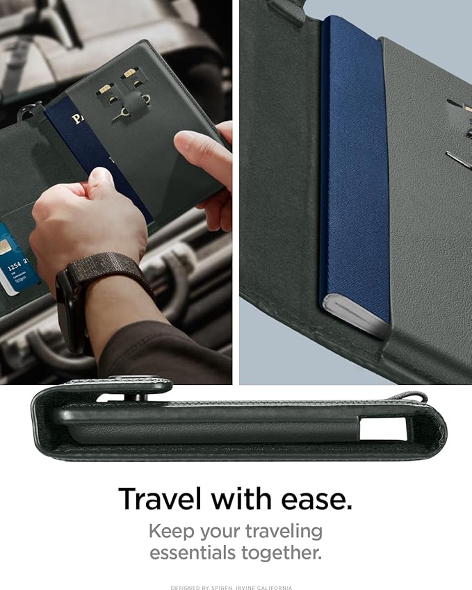 Spigen Life for Passport Card Cover Holder with RFID Blocking Technology Wallet Travel Documents Organizer Protector Accessories, SIM Card Pin Included