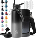 DYSANKY Insulated Water Bottle | Thickened Stainless Steel Vacuum Metal Portable Sports Water Jug for Gym and Hiking with Straw, Carrier Bag, Handle Strap | BPA-Free 40 oz