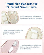 BAGSMART Cord Organizer Travel Cable Bag, Compact Tech Electronic Organizer Travel Case, Essentials for Charger, Cable, Phone, Flash drive - Pink