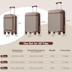 3 Piece Luggage Set ABS Hardshell Lightweight Suitcase Sets with Spinner Wheels and TSA Lock, 20 inch with Front Opening Design and USB Port, 20" Airline Certified Carry-on Luggage, 20"24"28", Khaki