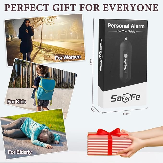 Personal Safety Alarm - Waterproof Rechargeable Security Alarm - 140dB Extra Loud Siren & Strobe Light - Self Defense Keychain - Gift for Women, Teenagers, College Girls, Seniors (Black+Black)