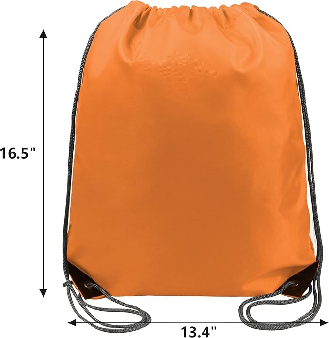 BeeGreen 20 Pieces Orange-String-Bag-Pack-Bulk Durable Cinch Gym Sacks Backpacks Large Size for Christmas Sports Storage Travel Pull String Sackpack for Women and Men