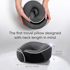 Proglobe Travel Neck Pillow 100% Memory Foam – Airplane & Car Travel Essentials Kit with 3D Eye Mask, Earplugs & Mesh Bag – Sleeping Support Pillow for Adults (Dark Grey)