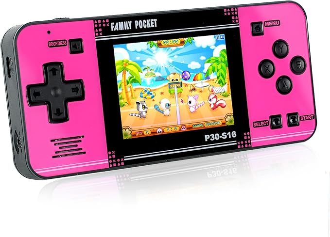 Handheld Game for Kids -Preloaded 220 Retro Video Games, Portable Gaming Player with Rechargeable Battery 3.0" LCD Screen, Mini Arcade Electronic Toy Gifts for Boys Girls (Black+Pink)