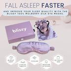 Blissy Silk Sleep Mask - Eye Sleeping Mask for Women & Men for Total Blackout - 100% Pure Mulberry Silk, 22 Momme 6a Fibers - Blindfold Sleep Mask Side Sleeper Eye Cover (Lavender)