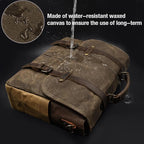 Mens Messenger Bag 15.6 Inch Waterproof Vintage Genuine Leather Waxed Canvas Briefcase Large Leather Computer Laptop Bag Rugged Satchel Shoulder Bag, Coffee