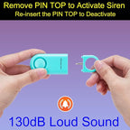 2 Pack Personal Safety Alarm 130db User-Replaceable Battery SOS Emergency Loud Sound Siren Keychain Alert for Women, College Students, Children, Night Runner, Hiking, Camp, Bear Alarm. Aqua