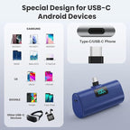 Mini Portable Charger USB C Power Bank,Upgraded 5500mAh PD Fast Charging Battery Pack Built-in USB-C Connector Travel Essential for iPhone17/17Pro/17Pro Max/Air/16 Plus/16Pro Max/15 Series (Deep Blue)