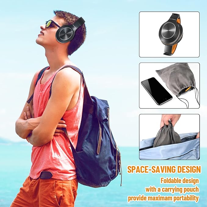 Rydohi Bluetooth Headphones Over Ear, 68H Playtime and 3 EQ Music Modes Wireless Headphones with Microphone/Deep Bass, HiFi Stereo Foldable Lightweight Headset for PC Home Travel Office