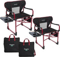 SUNNYFEEL Camping Directors Chair Set of 2 Aluminum Oversized Portable Folding Chair with Side Pocket and Adjustable Side Table for Beach, Fishing, Trip, Picnic, Lawn, Outdoor Foldable Camp Chairs