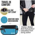 ZM-YOUTOO Money Belt for Travel - Hidden Travel Pouch Protect Your Credit and Money With RFID Blocking Passport Holder Waist Wallet (Blue)