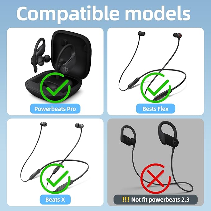 4 Pair Replacement Ear tip for Powerbeats Pro, Beats Earbuds Replacement Tips,Wireless Earphone Headphones, Silicone Earbuds Buds Set with Cleaning kit (White)