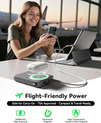 for Magsafe Portable Charger 10000mAh Magnetic Portable Charger with Type-C Cable 20W PD Fast Charging,Foldable Stand,Dual Type-C & USB-A Outputs,LED Display–Space Gray