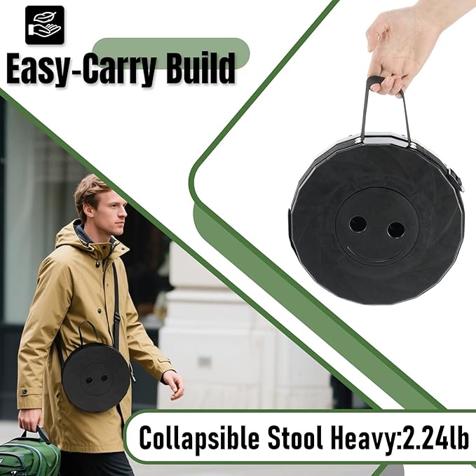 Doseno Upgraded Foldable Stool Thickened, Portable Collapsible Stool Retractable Stool for Fishing, Hiking Tours, BBQ, Parties, Outdoor Activities