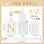 Personalized Initial Luggage Tags for Suitcase TSA Approved, White Leather Cute Luggage Tag with Privacy Cover Name Card, Embroidered Custom Luggage Tags Travel Baggage Tags Gifts for Women Kids(N)