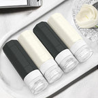 Redfly Travel Bottles for Toiletries, Tsa Approved 3oz Travel Size Containers, Leak Proof Travel Size Toiletries Bottles Silicone, BPA Free Refillable Essentials for Shampoo Conditioners, Black&White