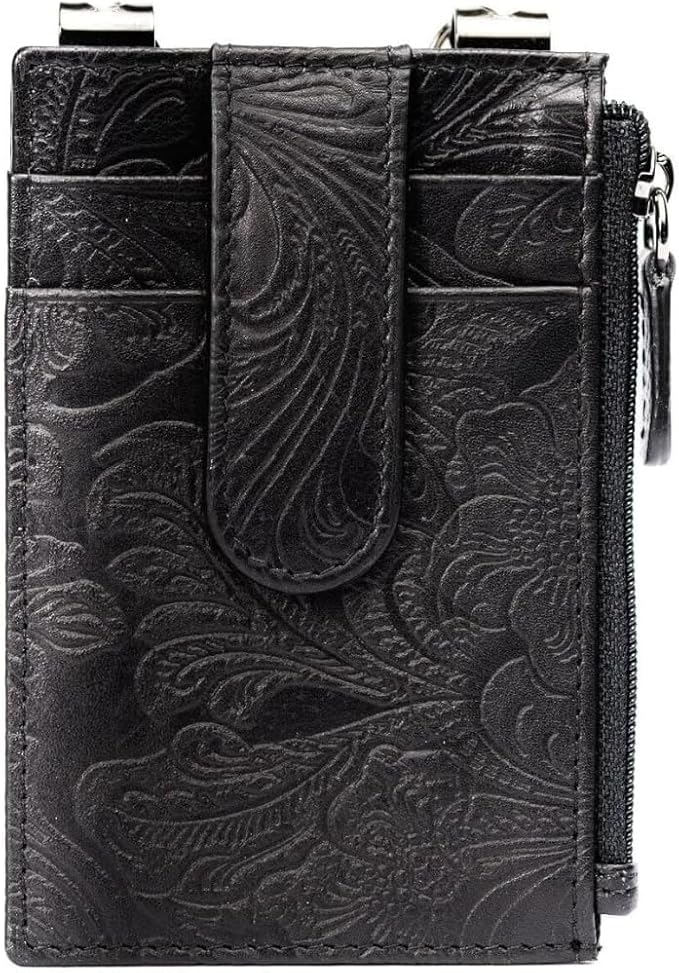 RFID Blocking Boot Wallet with Security Chain & Zipper Lock – Genuine Leather Wallets for Men, Travel Wallets Women, Minimalist Leather Card Holder