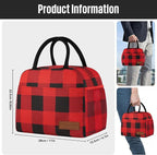 douyadady Lunch Bag Women/Men Lunch Box Women/Men (Red+Black Blocks)