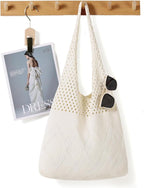 WantGor Crochet Bags, Beach Mesh Tote Bag Womens Shoulder Shopping Handbag Casual Travel Totes Bag Foldable Hobo Bags