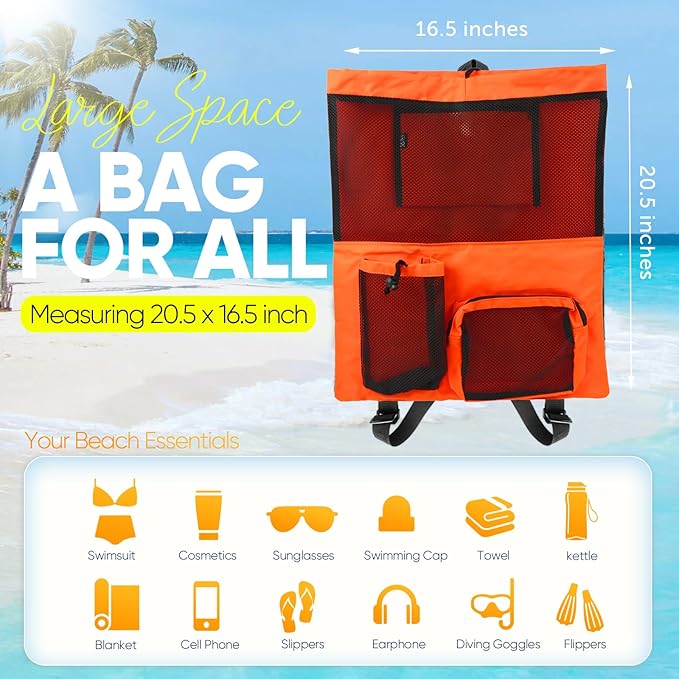 HOHOM Swim Mesh Beach Bag, Waterproof Gym Bags for Women and Men, Large Pool Bag Swimming Gear Drawstring Backpack