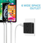 6 Outlet Extender, HITRENDS Multi Plug Outlet Extender, 4 Pack 3-Prong Wall Plug Multiple Splitter for Cruise Ship Home Office Dorm Room Essential, 1875W, Black
