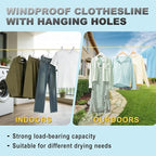Portable Travel Clothesline, Windproof Clothes Laundry Line with Clothespins & Hang Holes, Indoor & Outdoor Clothes Drying Rope for Hotel, Backyard,Cruise Ships, Camping (Yellow, 20 Ft)