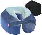 Cabeau Softest Neck Pillow Ever for Travel – Evolution Earth Deluxe – 360° Head, Neck and Chin Support for Sleeping – Sustainable Memory Foam - Buttery Soft Fabric with Compact Carrying Case (Water)
