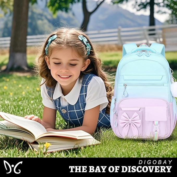 DIGOBAY Backpack for Girls, 3PCS Girls Backpack for School with Lunch Bag Pencil Case, Cute Kids Teens Bookbag for Kindergarten Elementary Preschool Middle School