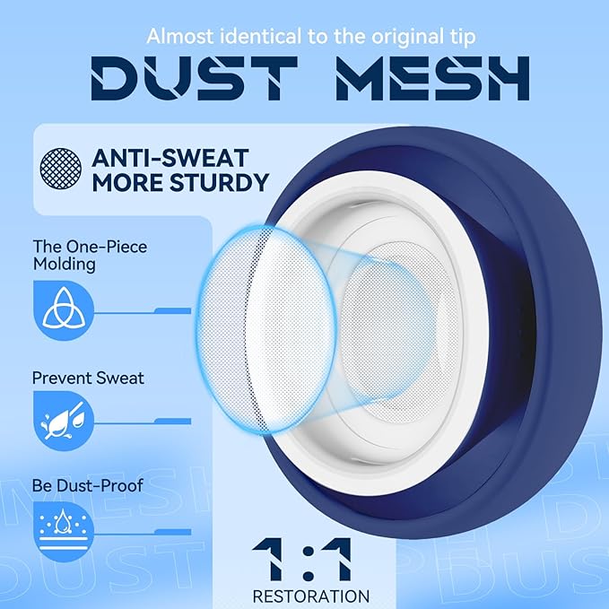 4 Pairs Replacement Ear Tips for AirPods Pro 2nd/1st Generation with Portable Storage Box & Cleaner Pen,Noise Reduction Holewith & Built-in dust Guard Screen,Silicone EarTips(N-Blue)