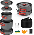 Alocs Camping Cookware Set - Lightweight Camping Pots and Pans - Portable Outdoor Cookware with Kettle - Camping Cookware Mess Kit for 2