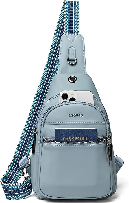 LATMAP Sling Bag For Women Faux Leather Small Casual Daypack Backpack Fanny Pack Crossbody Chest Bags Purse