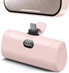 Lightweight Pink USB C Power Bank Portable Charger 5000mah with Kickstand for iPhone 17,Type-c Battery Pack Charger with Digital Display for iPhone 16/Samsung/Android phones, Pinky Gift for Her Phones