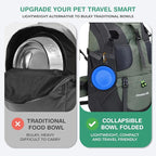 Collapsible Dog Bowls for Travel, Portable Dog Water Bowl & Food Bowl for Dogs and Cats, Foldable Pet Feeding Dish for Walking Hiking Camping with Carabiner, BPA Free, Blue