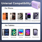 USB C Wall Fast Charger Block, 40W 4-Port Type C Charger Fast Charging Blocks PD Power Charger Adapter+QC 3.0 USB Multiport Charger Brick for Phone 17/16/15/14/13/12 Pro Max, Pad, Galaxy S25-Lavender