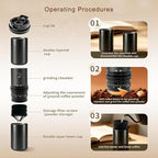 Portable All-in-One Coffee Maker with Grinder & Insulated Mug, Electric Grind & Brew Machine for Travel, Office and Camping