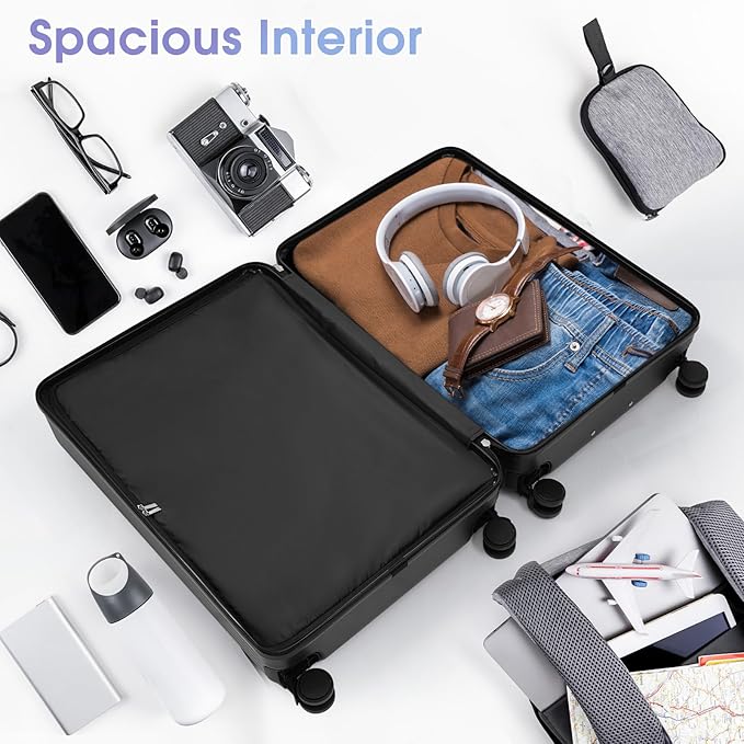Luggage Sets 3 Piece with Double Spinner Wheels, Carry on Hardshell ABS Suitcases Set with TSA Lock, Lghtweight Checked Luggage for Different Travelling (Bronze Golden, 20"/24"/28")