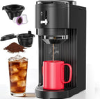 COWSAR Single Serve Coffee Maker, 2 in 1 Coffee Brewer for K-CUP Pod & Ground Coffee, 6-14 Oz Adjustable Brew Sizes, 14Oz Water Reservoir, Self-cleaning Compact Coffee Machine for Home Office Travel