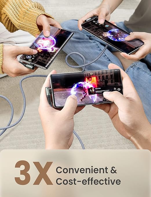 AINOPE Type C Cable [3-Pack, 6.6FT] Right Angle, 3.1A USB Type C Cable Fast Charging, Nylon Braided Type C Charging Cable Fast Charger Compatible with Samsung Galaxy S10 S9 S8 S20 Plus, Note 10 9 8