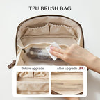 EACHY Travel Makeup Bag, Large Capacity Cosmetic Bag for Women, Waterproof PU Leather, Flat Open Portable Toiletry Bag for Skincare, Brushes & Travel Essentials