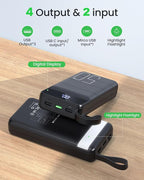Power Bank Fast Charging 50000mAh - 22.5W Portable Charger USB C Quick Charge with 4 Outputs & 3 Inputs LED Display Huge Capacity External Battery Pack for iPhone, Samsung, iPad etc Black