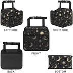 Car Backseat Organizer, PU Leather Back of Seat Car Hanging Organizer with Pockets Leakproof Car Garbage Bag Hanging Car Seat Storage Box Travel Accessories Foldable (Moon & Stars Black)