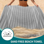 YSYJ 24 Pack Turkish Beach Towel 36"x71" Beach Towels Oversized Bath Towels Sand Free Quick Dry Turkish Towel Bulk Extra Large Pool Blanket Grey
