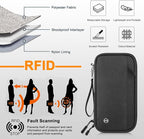Passport Holder Family, RFID Blocking Travel Wallet Women Men, Travel Document Organizer Premium Wallets Passport Holders Bag, Lightweight Zipper Credit Cards Case Cover for Travel, (Black-Medium)